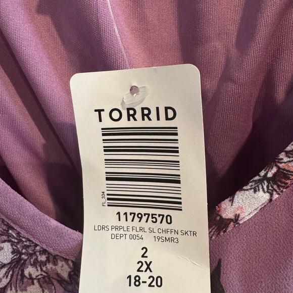 New Torrid Lavender Purple Floral Chiffon Midi Dress Adjustable Strap Plus Sz 2X - Picture 8 of 11